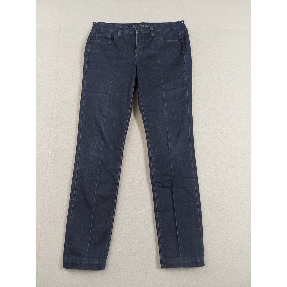 Calvin Klein Women‎ Jean 8X32 Blue Denim Curvy Skinny Mid Rise Stretch Dark Wash
